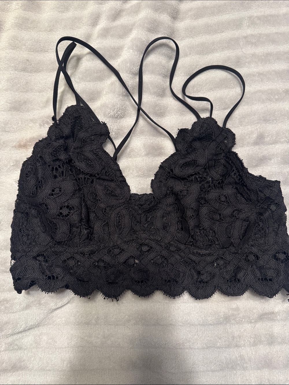 Wishlist Black Lace Bralette with Scalloped Edge